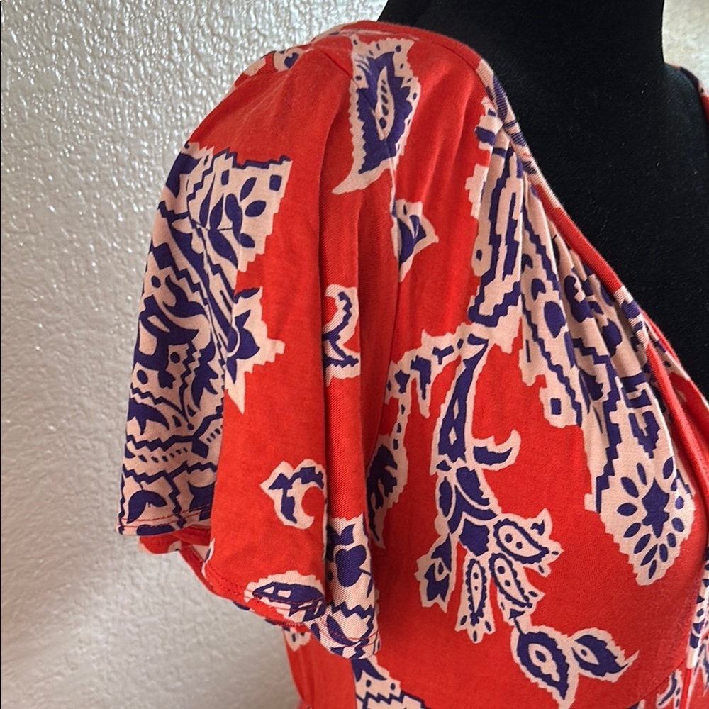 Anthropologie Correia Flutter Sleeve Toe Nexk Paisley Maxi Dress 0139 - Picture 4 of 8